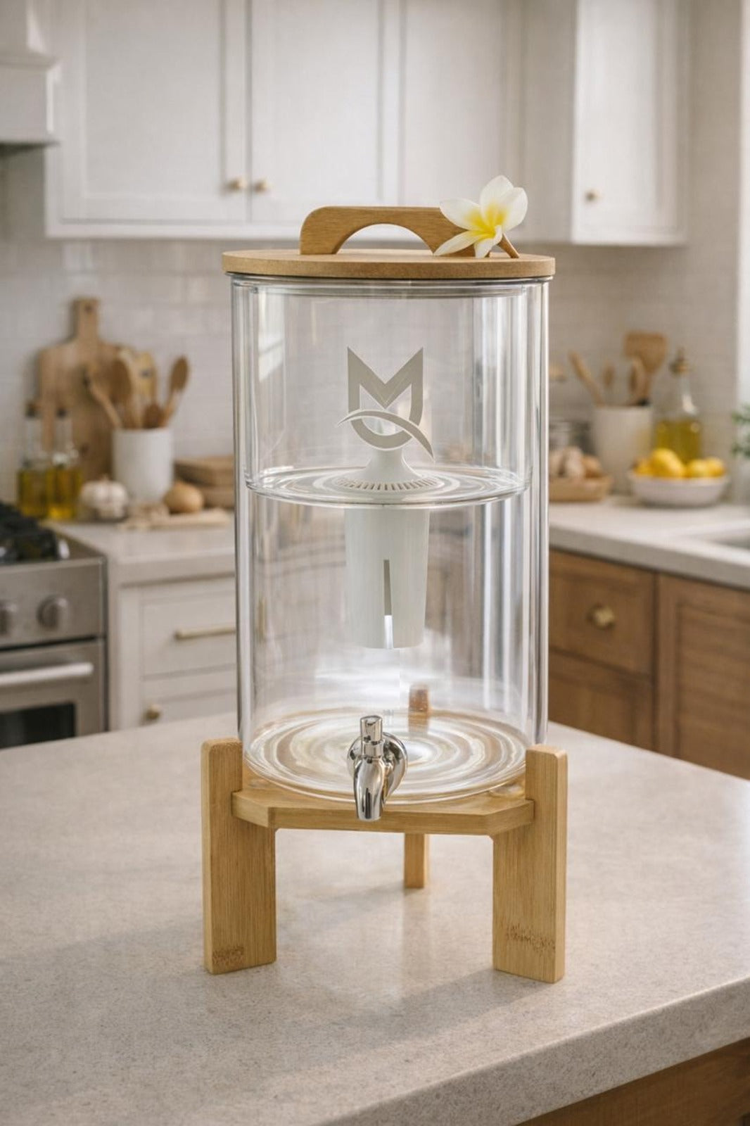 Mira100 gravity-fed water purifier with NSF-certified multi-stage filtration — natural alkaline water for home